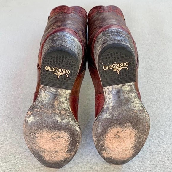 OLD GRINGO Brown Red Leather Tall Mid-Calf Cowgirl Cowboy Western Boots 7.5 - Picture 5 of 8